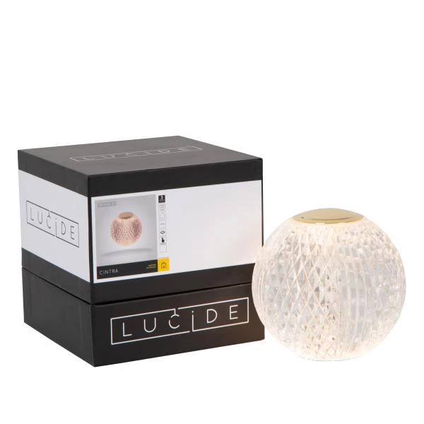 Lucide CINTRA - Rechargeable Table lamp - Battery pack - Ø 9 cm- LED 3 StepDim - 1x1,5W 2700K - Transparant - detail 6